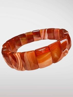 Sardonyx Carnelian Bangle Bracelet Statement Stretch Band